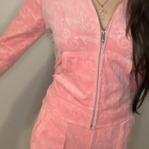 JUICY COUTURE Tracksuit Set • Pink JC Logo • Velour • Small • NEW